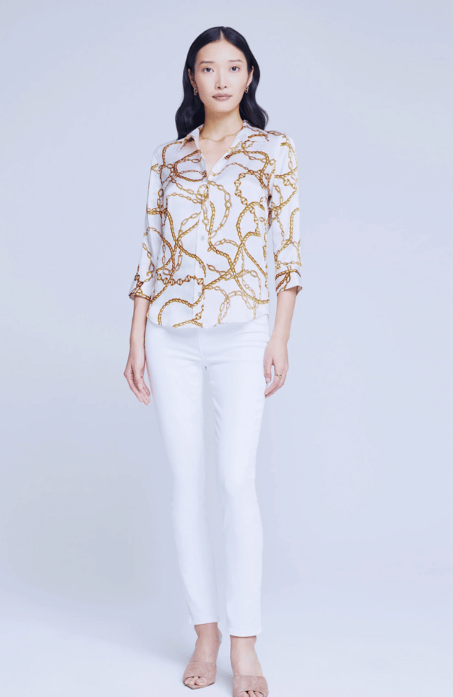 DANI BLOUSE - WHITE MULTI ROPE CHAIN-L&#39; AGENCE-FLOW by nicole