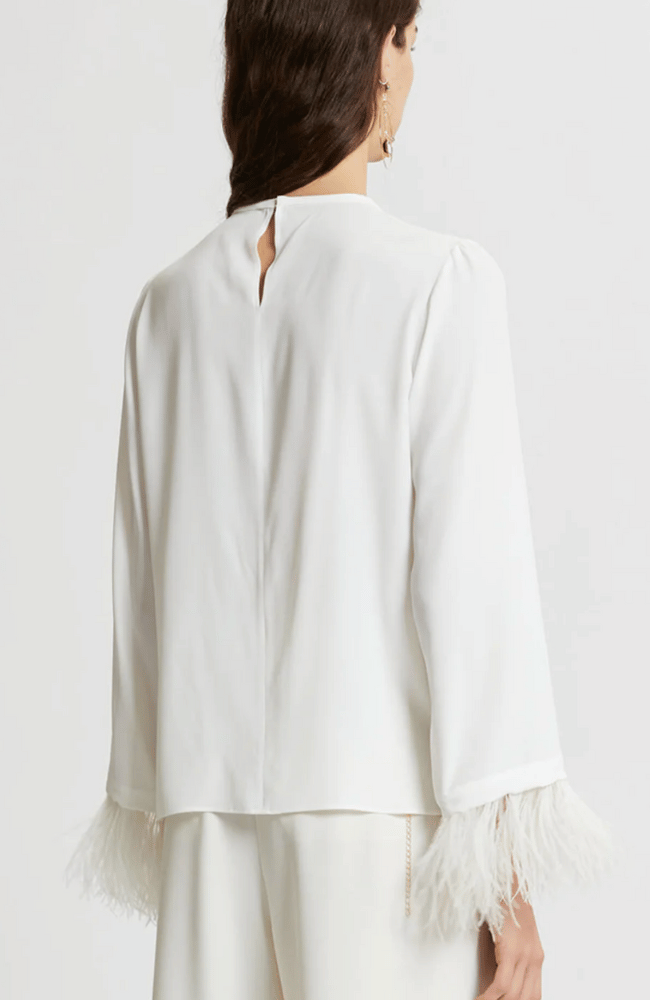 FEATHER DETAIL REVISTA BLOUSE in CREAM-MARELLA by MAX MARA-FLOW by nicole
