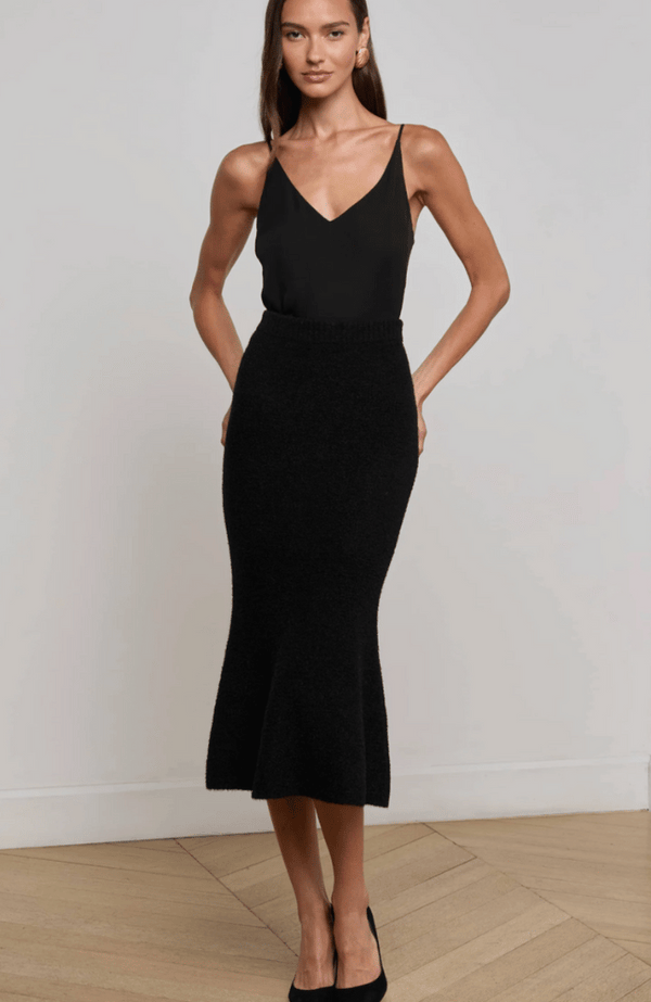 L'AGENCE SALEM KNIT FLARE SKIRT in BLACK | FLOW BY NICOLE