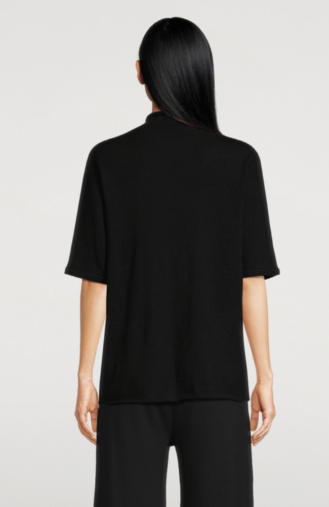 100% MACHINE WASHABLE CASHMERE ELBOW SLEEVE TURTLENECK BLACK-MAJESTIC FILATURES-FLOW by nicole