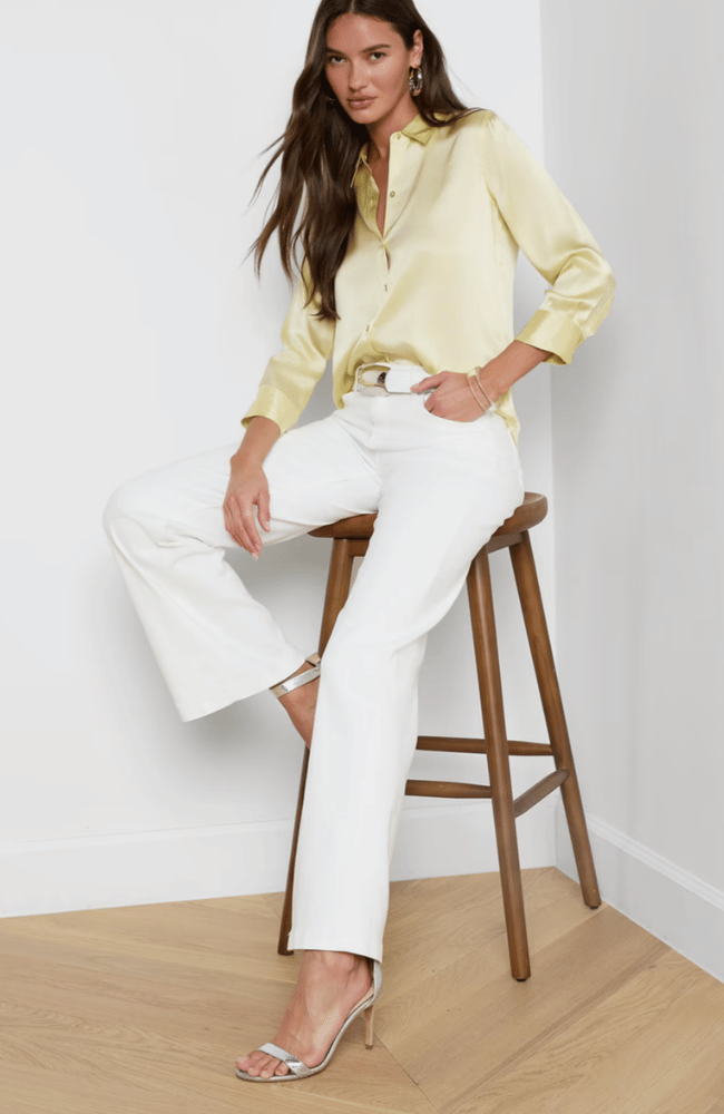 DANI SILK BLOUSE in LEMON SORBET-L'AGENCE-FLOW BY NICOLE CANADA