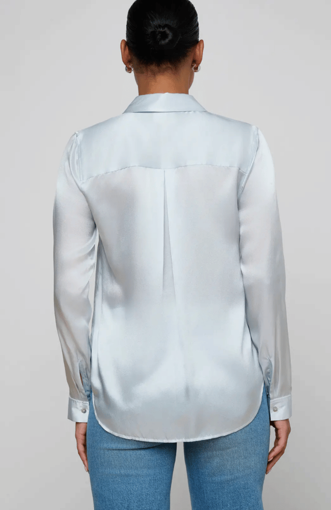 TYLER SILK BLOUSE in PALE MIST BLUE-L'AGENCE-FLOW BY NICOLE CANADA