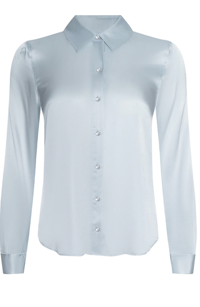 TYLER SILK BLOUSE in PALE MIST BLUE-L'AGENCE-FLOW BY NICOLE CANADA