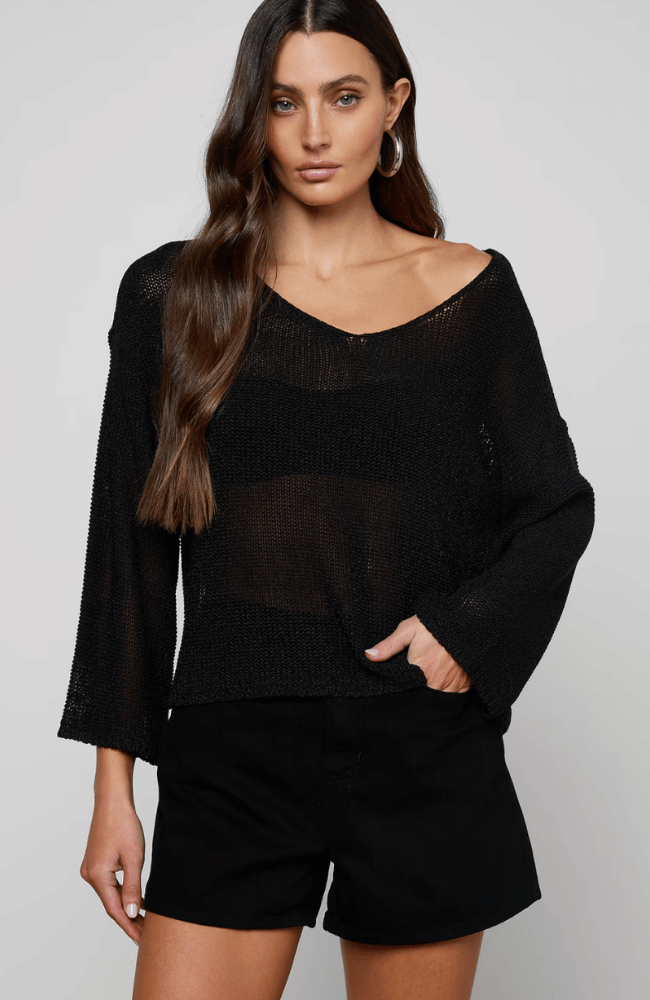 ETHAN KNIT PULLOVER in BLACK-L'AGENCE-FLOW BY NICOLE CANADA