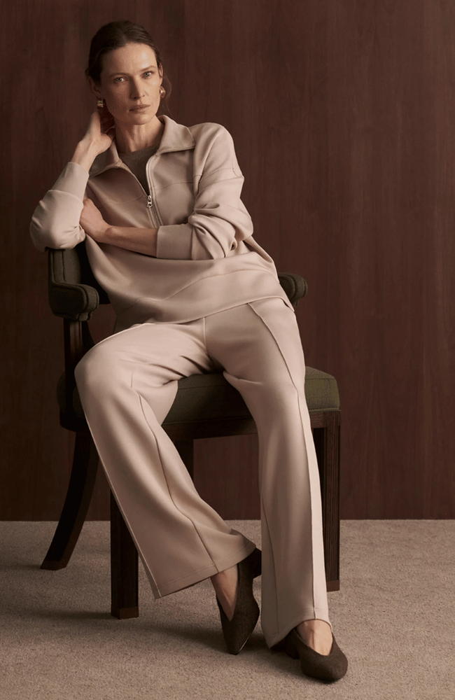 KAYLEIGH HALF ZIP SWEAT in MUSHROOM