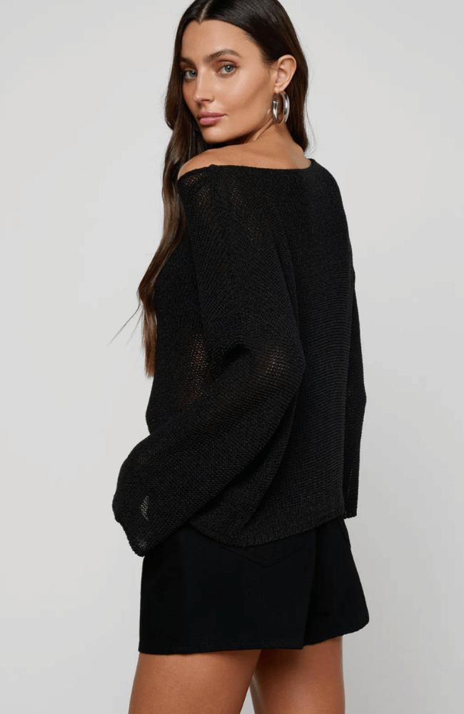 ETHAN KNIT PULLOVER in BLACK-L'AGENCE-FLOW BY NICOLE CANADA