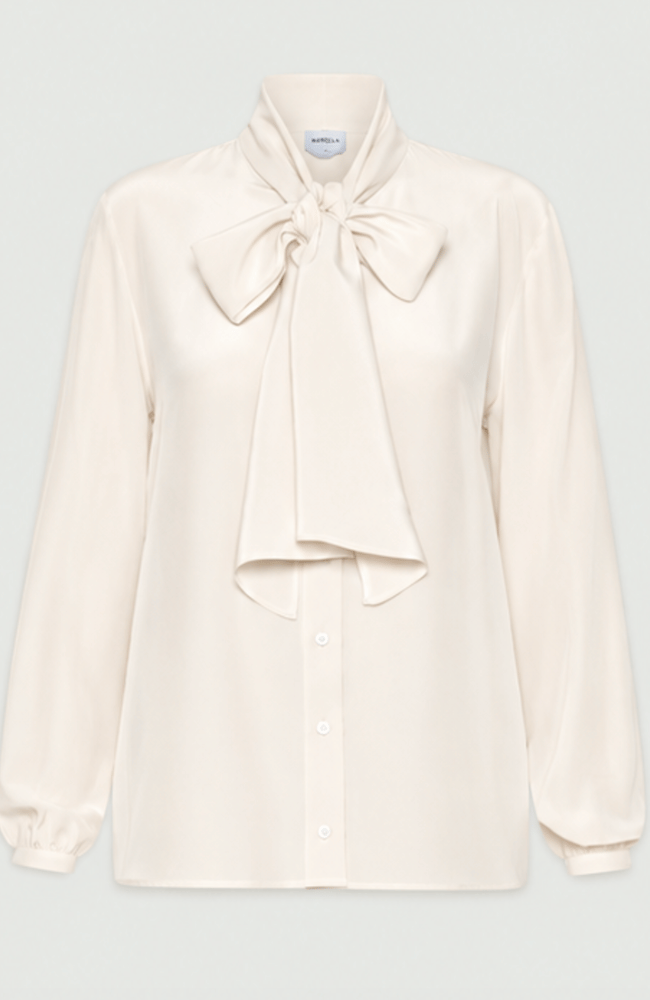 MLLMORA SILK NECK TIE BLOUSE in IVORY