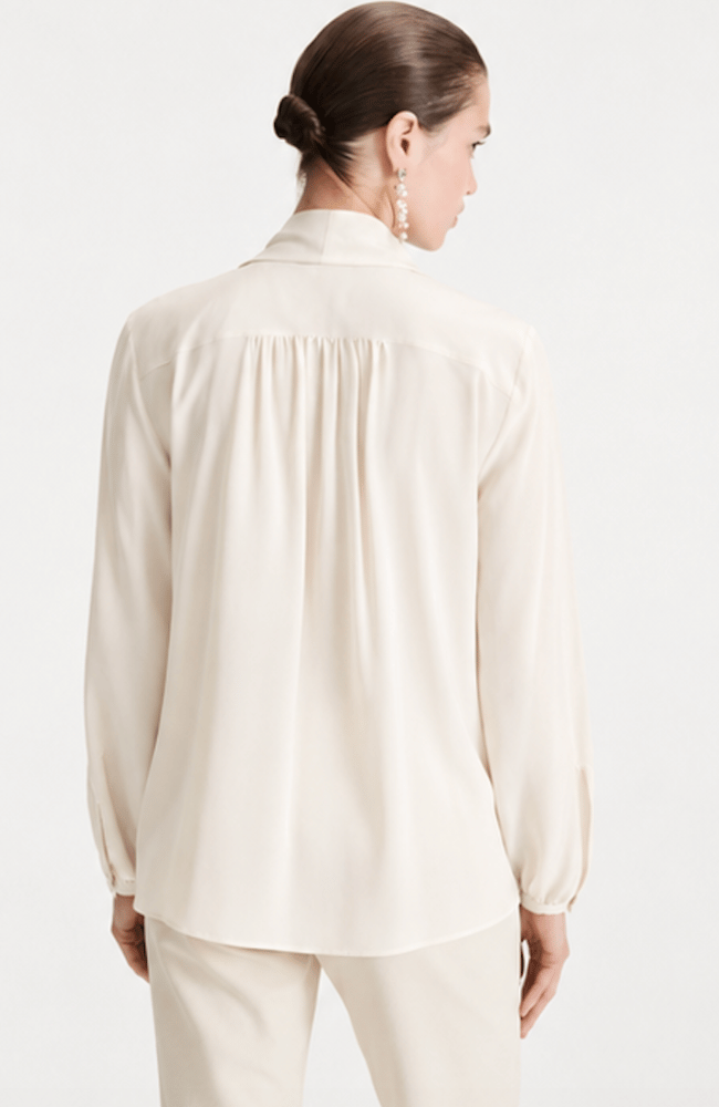 MLLMORA SILK NECK TIE BLOUSE in IVORY