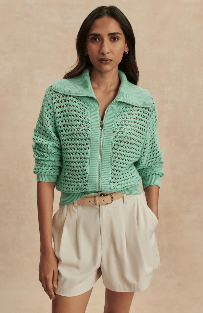 ELOISE FULL ZIP KNIT in DUSTY JADE GREEN-Varley-FLOW BY NICOLE CANADA