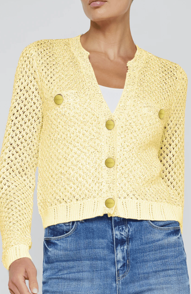 BLANCA SEQUIN CARDIGAN in LEMON SORBET SEQUIN-L'AGENCE-FLOW BY NICOLE CANADA