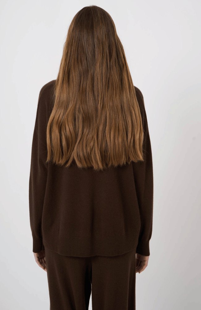 ORGANIC CASHMERE SWEATER in DARK BROWN-REPEAT-FLOW BY NICOLE CANADA