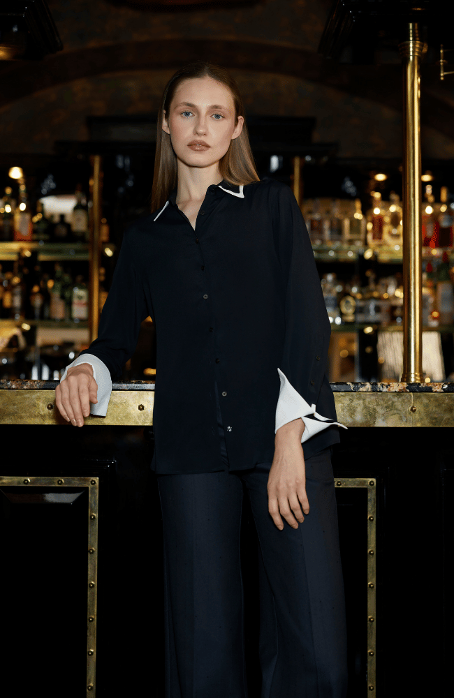 NEW VOYAGE BLOUSE with WHITE PIPING