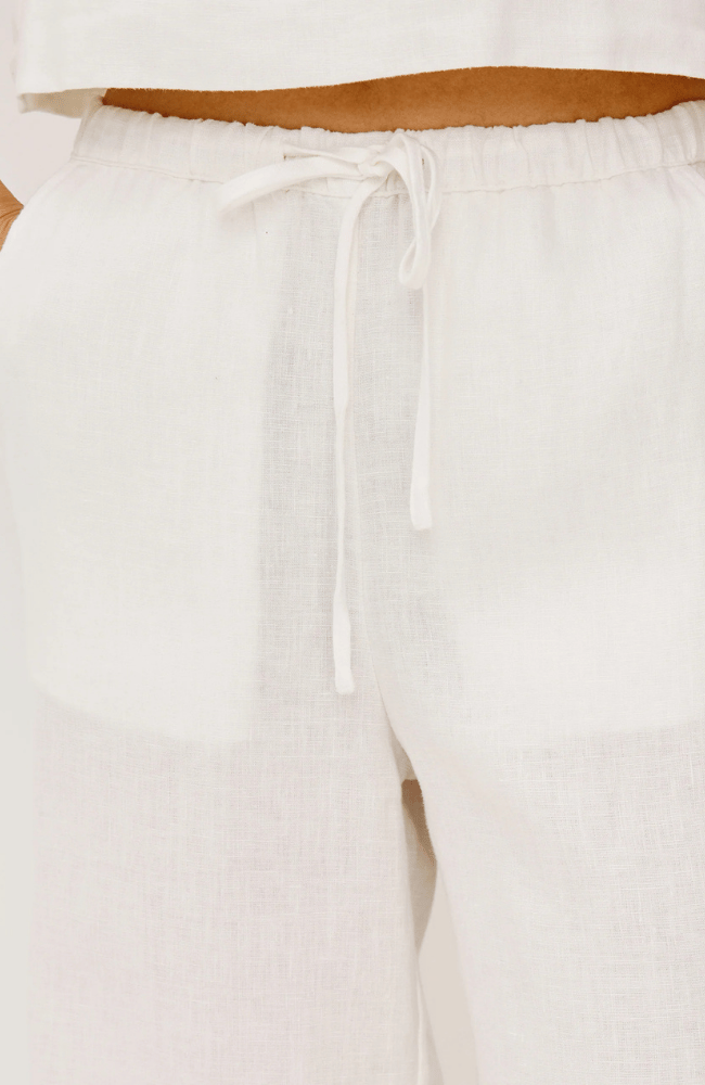 EMMIE LINEN PANT in WHITE-RAILS-FLOW BY NICOLE CANADA