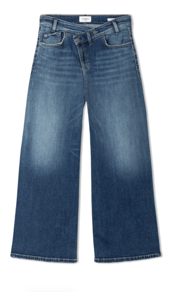 BAGGY ASYMMETRICAL CROSSOVER JEAN in OCEAN  GLOW