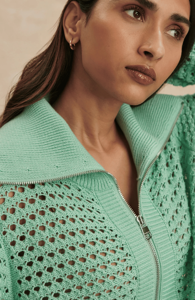 ELOISE FULL ZIP KNIT in DUSTY JADE GREEN-Varley-FLOW BY NICOLE CANADA