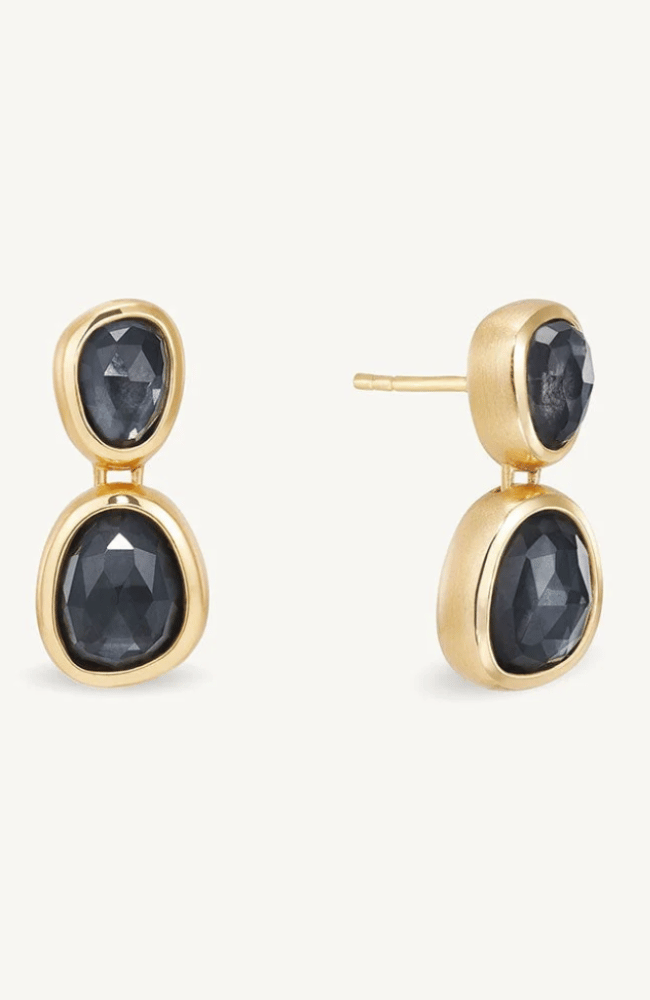 CALA DROPLET EARRINGS in IRIDESCENT HEMATITE