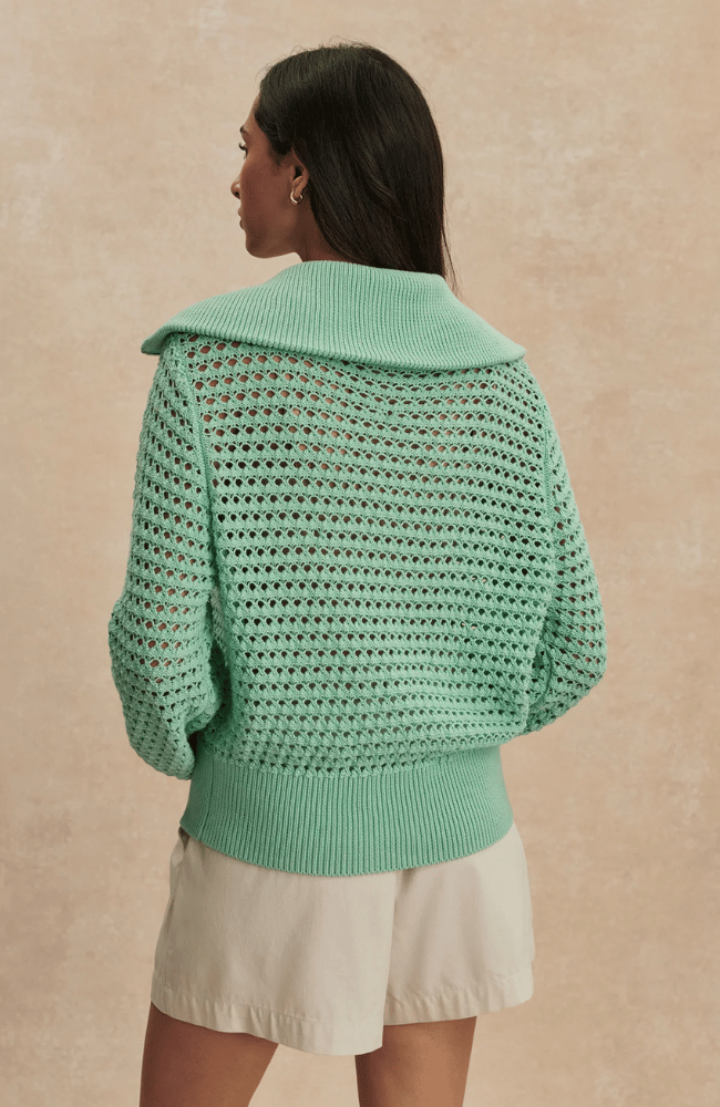 ELOISE FULL ZIP KNIT in DUSTY JADE GREEN-Varley-FLOW BY NICOLE CANADA
