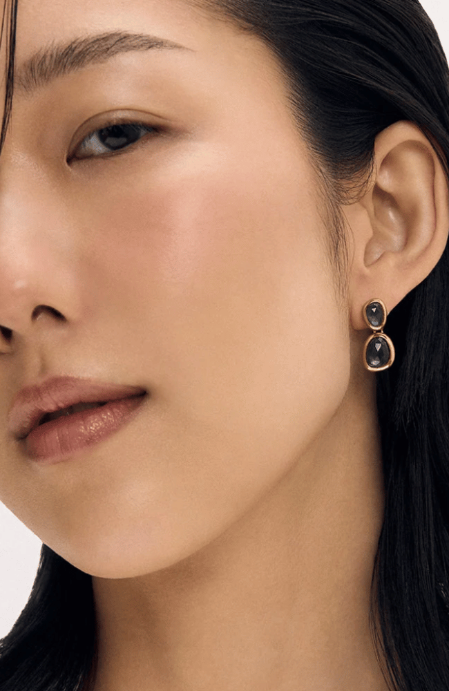 CALA DROPLET EARRINGS in IRIDESCENT HEMATITE
