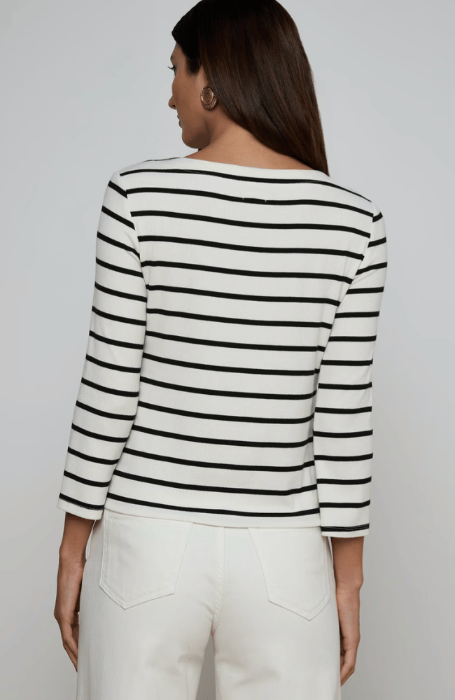 LUCILLE BOATNECK TOP in IVORY BLACK STRIPE-L'AGENCE-FLOW BY NICOLE CANADA
