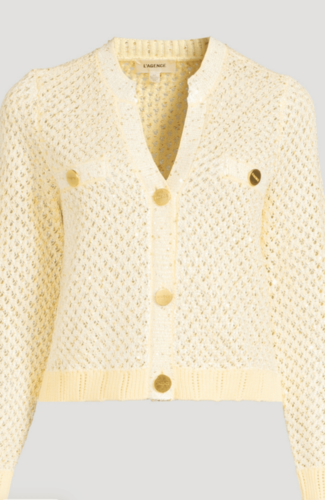 BLANCA SEQUIN CARDIGAN in LEMON SORBET SEQUIN-L'AGENCE-FLOW BY NICOLE CANADA