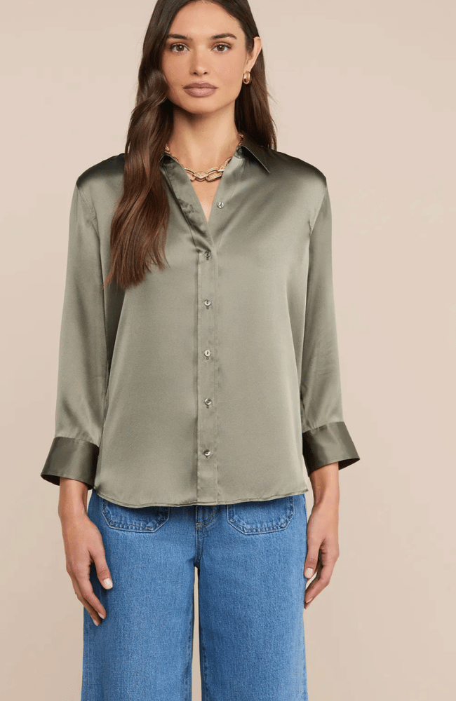 DANI SILK BLOUSE in SMOKEY OLIVE