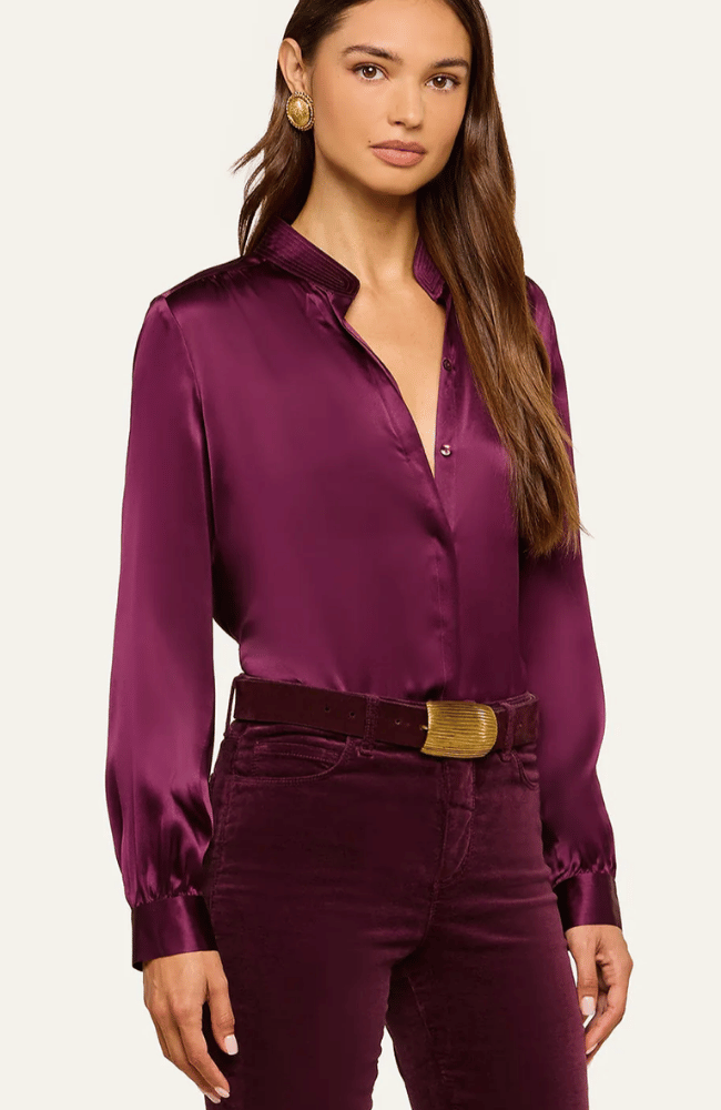 BIANCA SILK BLOUSE in DARK PLUM