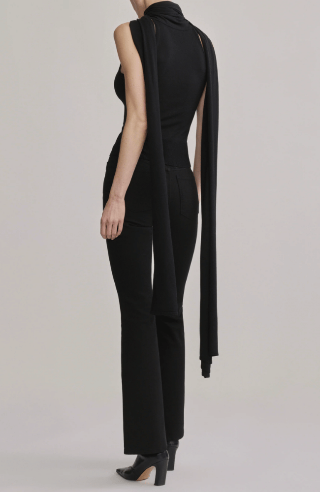SCARF TIE TOP in BLACK