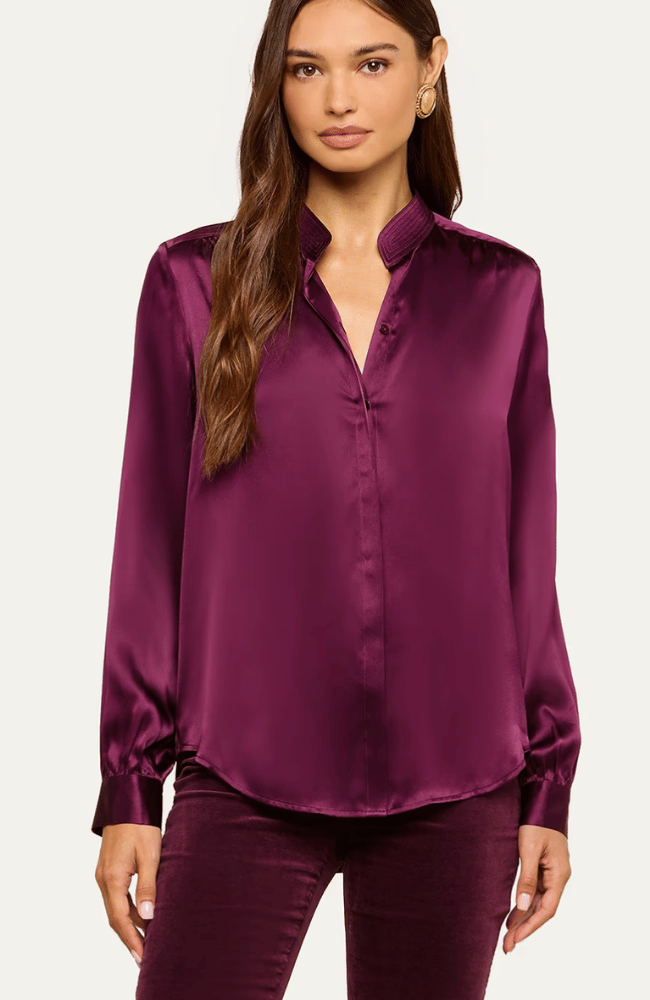 BIANCA SILK BLOUSE in DARK PLUM