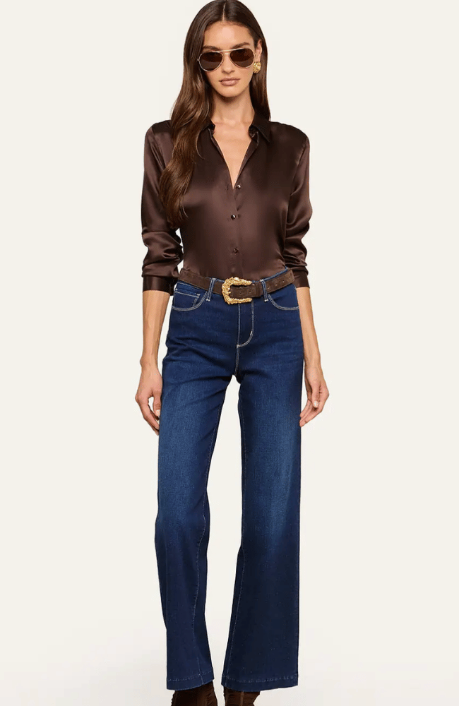 TYLER SILK BLOUSE in DARK JAVA