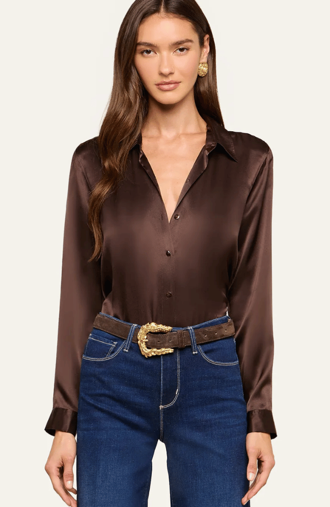TYLER SILK BLOUSE in DARK JAVA
