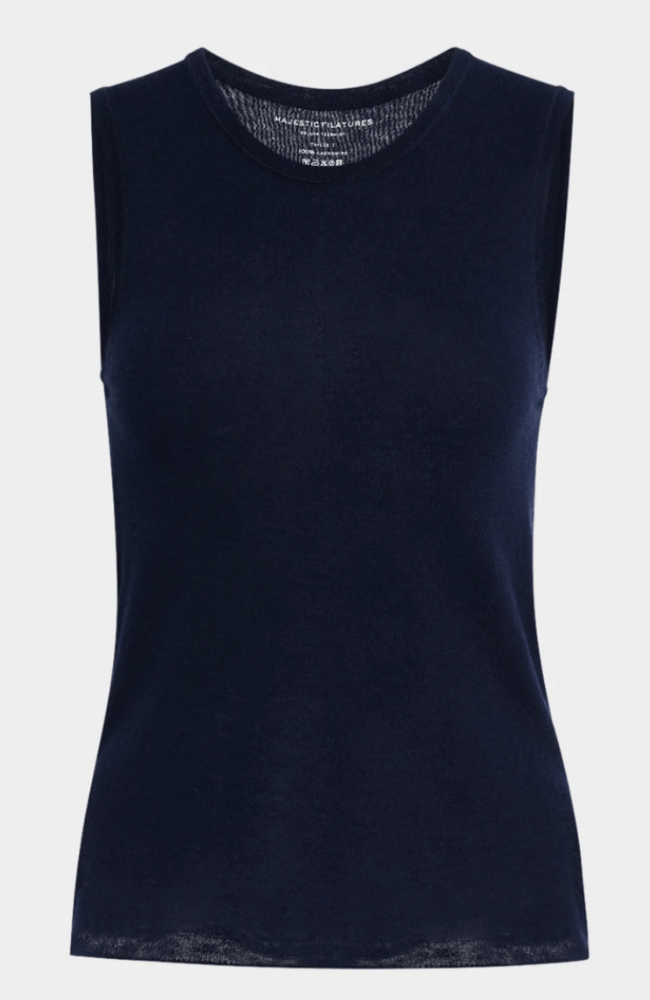 MACHINE WASHABLE CASHMERE TANK in MARINE NAVY