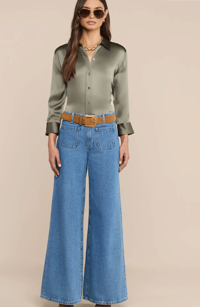DANI SILK BLOUSE in SMOKEY OLIVE