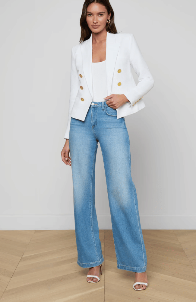 BROOKE BLAZER in WHITE BUTTERFLY JUNGLE-L'AGENCE-FLOW BY NICOLE CANADA