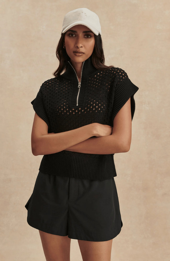 NILA MID RISE SHORT in BLACK-Varley-FLOW BY NICOLE CANADA