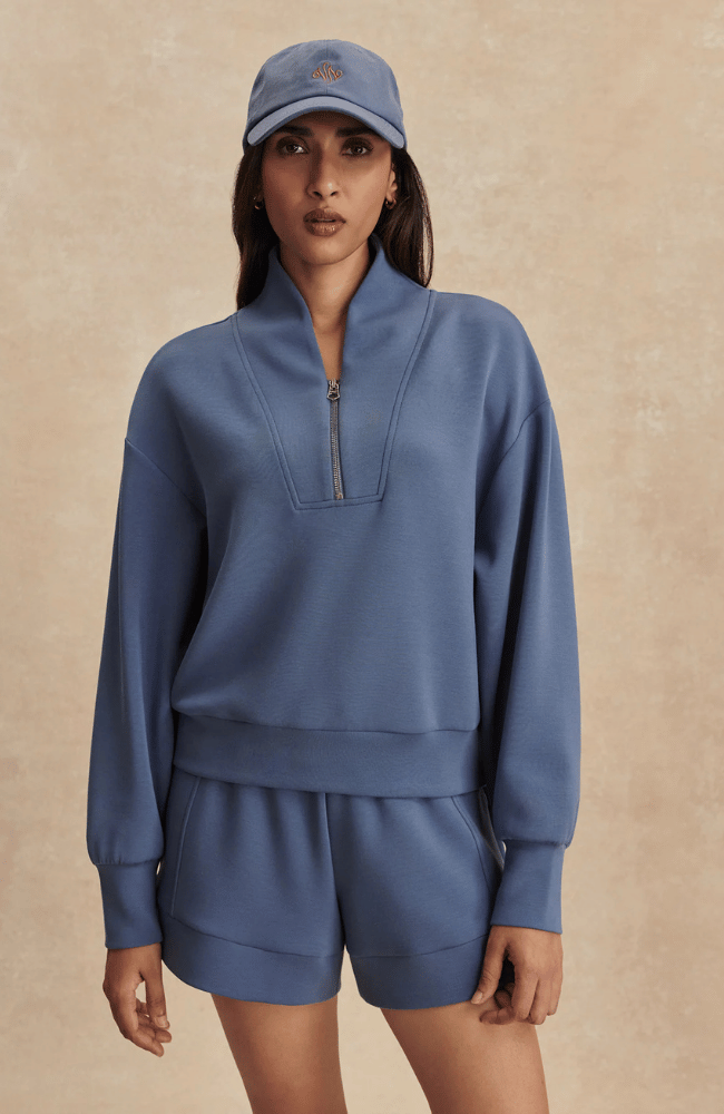 DAVIDSON SWEAT in BIJOU BLUE-Varley-FLOW BY NICOLE CANADA