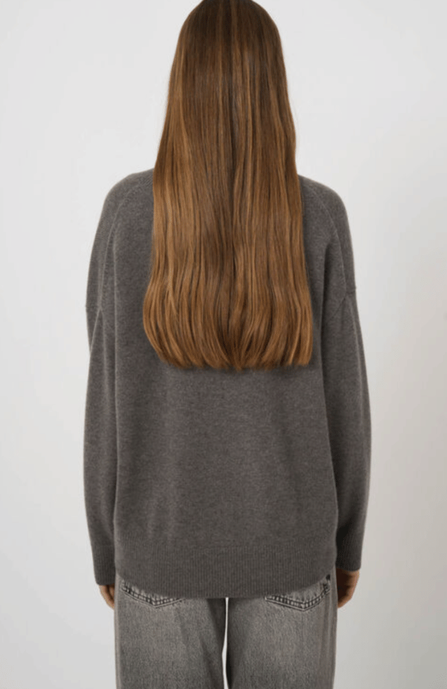 ORGANIC CASHMERE V NECK SWEATER in ROCK-REPEAT-FLOW BY NICOLE CANADA