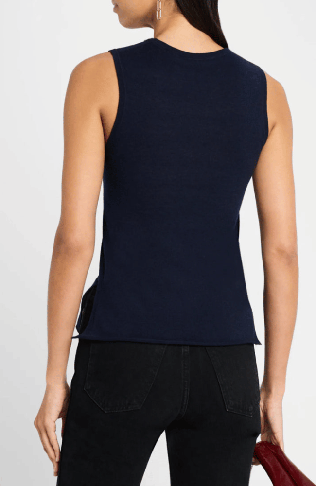 MACHINE WASHABLE CASHMERE TANK in MARINE NAVY
