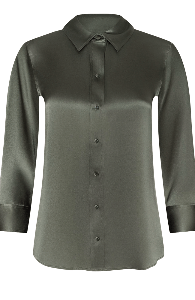 DANI SILK BLOUSE in SMOKEY OLIVE