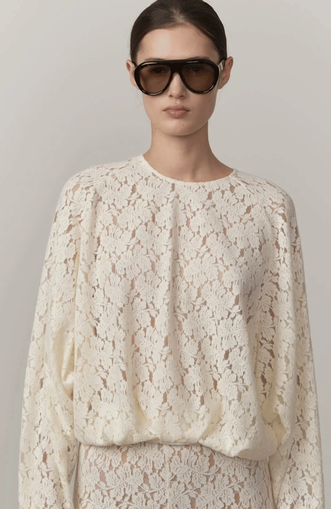 CATERINA LACE BLOUSE in OFF WHITE