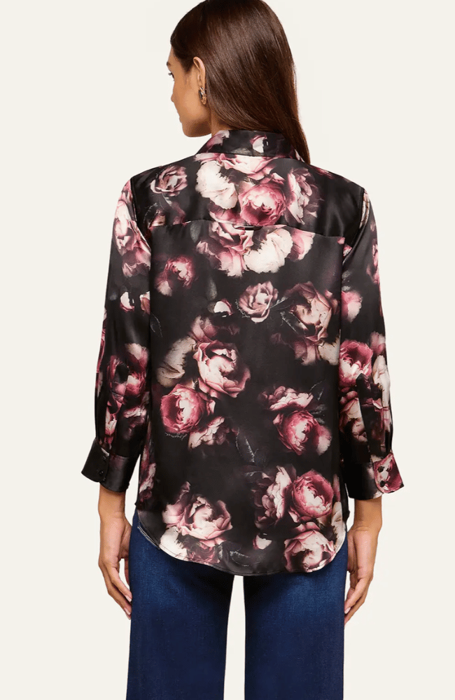 DANI SILK BLOUSE in BLACKK MAUVE ROSE