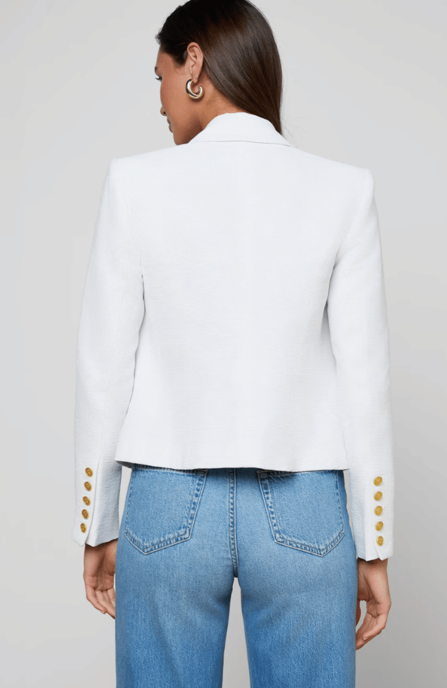 BROOKE BLAZER in WHITE BUTTERFLY JUNGLE-L'AGENCE-FLOW BY NICOLE CANADA