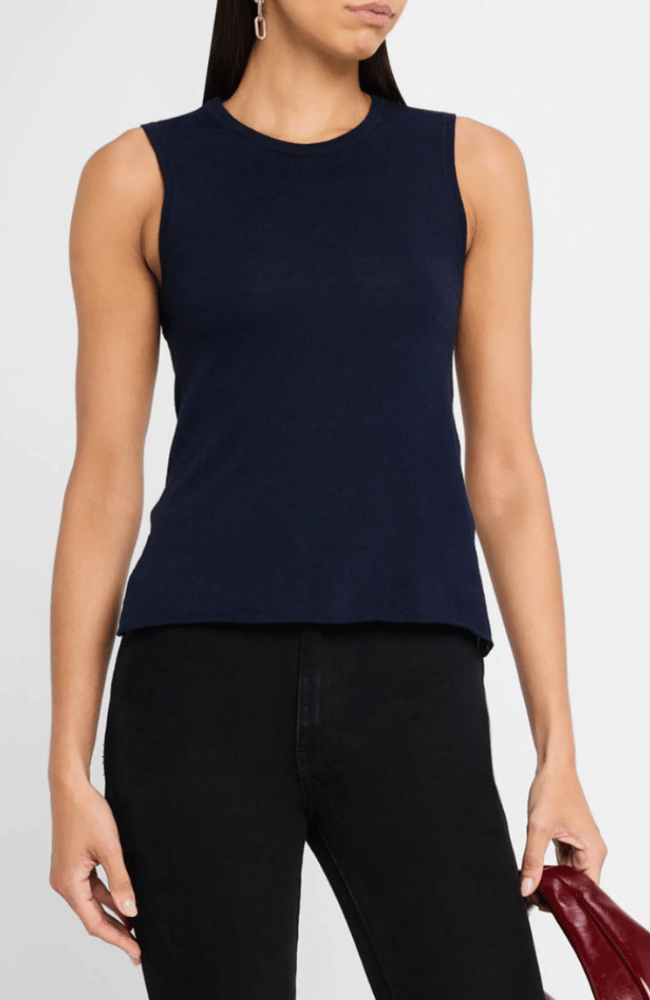 MACHINE WASHABLE CASHMERE TANK in MARINE NAVY