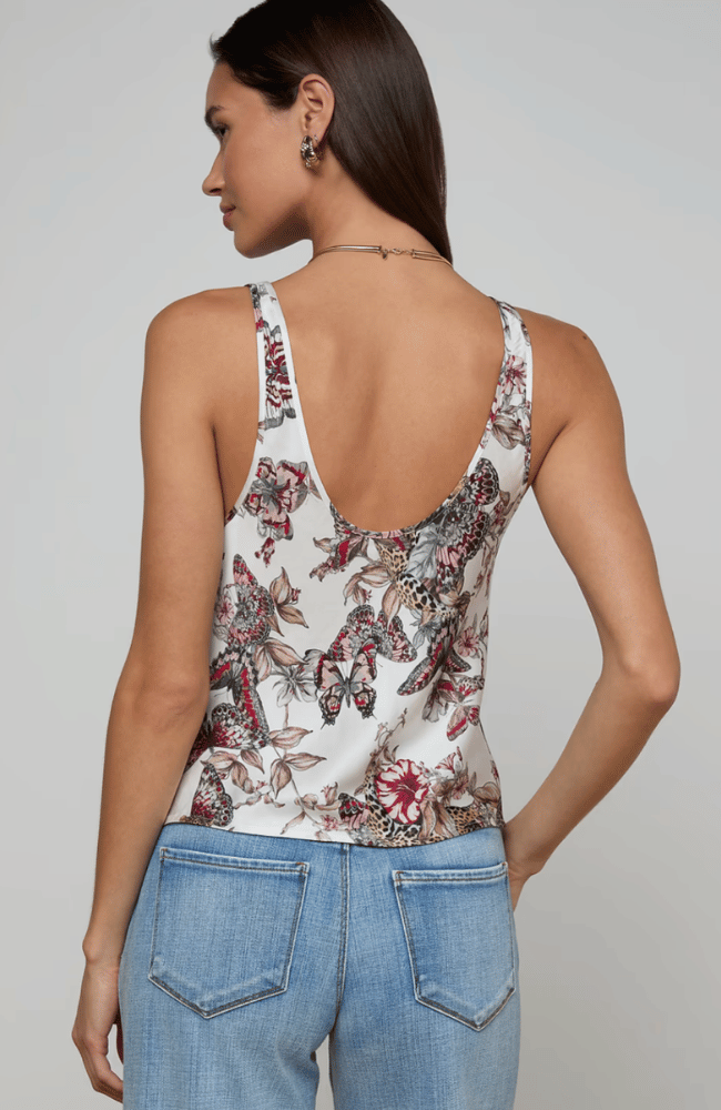 EDDIE BIAS TANK TOP in WHITE MULTI BUTTERFLY JUNGLE-L'AGENCE-FLOW BY NICOLE CANADA