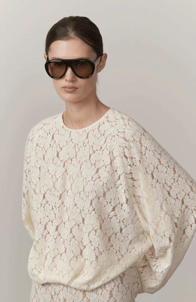 CATERINA LACE BLOUSE in OFF WHITE