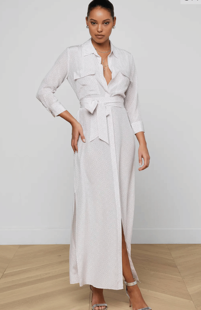CAMERON LONG SHIRT DRESS in ICY LILAC-L'AGENCE-FLOW BY NICOLE CANADA