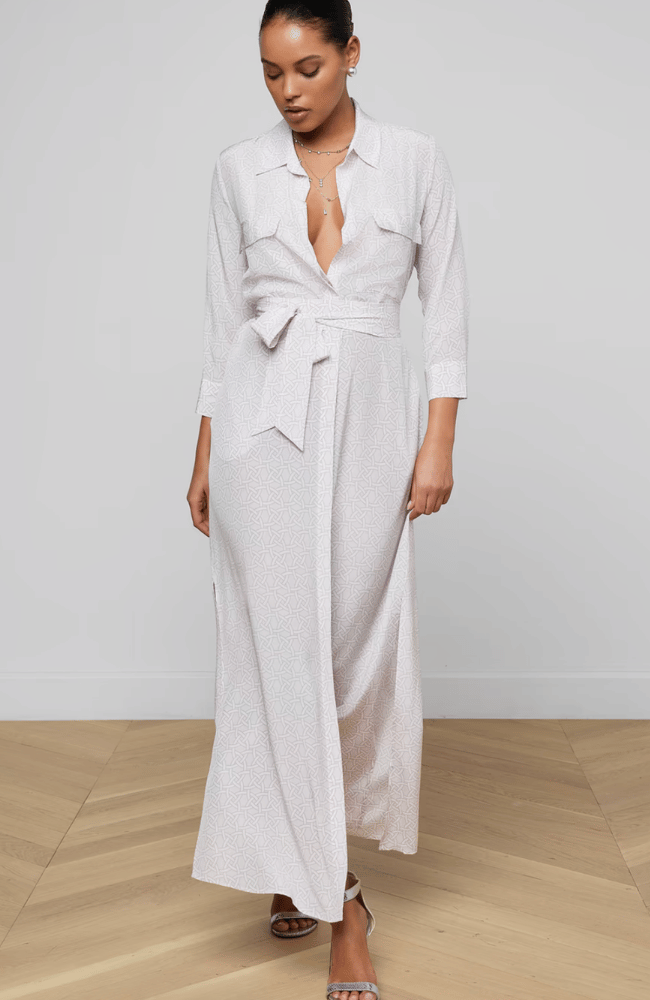 CAMERON LONG SHIRT DRESS in ICY LILAC-L'AGENCE-FLOW BY NICOLE CANADA