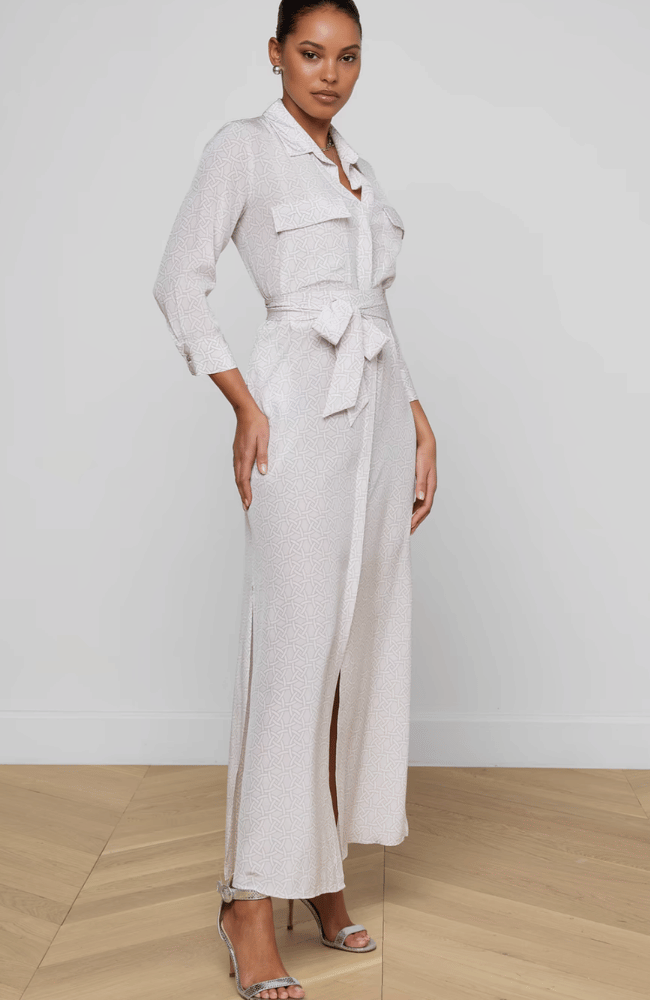 CAMERON LONG SHIRT DRESS in ICY LILAC-L'AGENCE-FLOW BY NICOLE CANADA