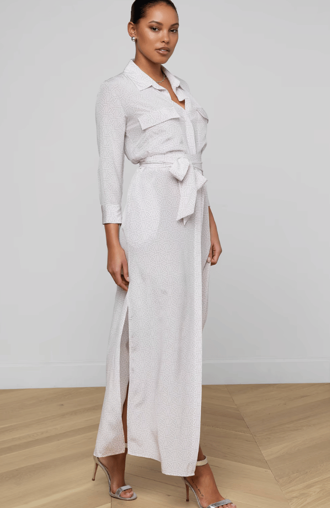 CAMERON LONG SHIRT DRESS in ICY LILAC-L'AGENCE-FLOW BY NICOLE CANADA