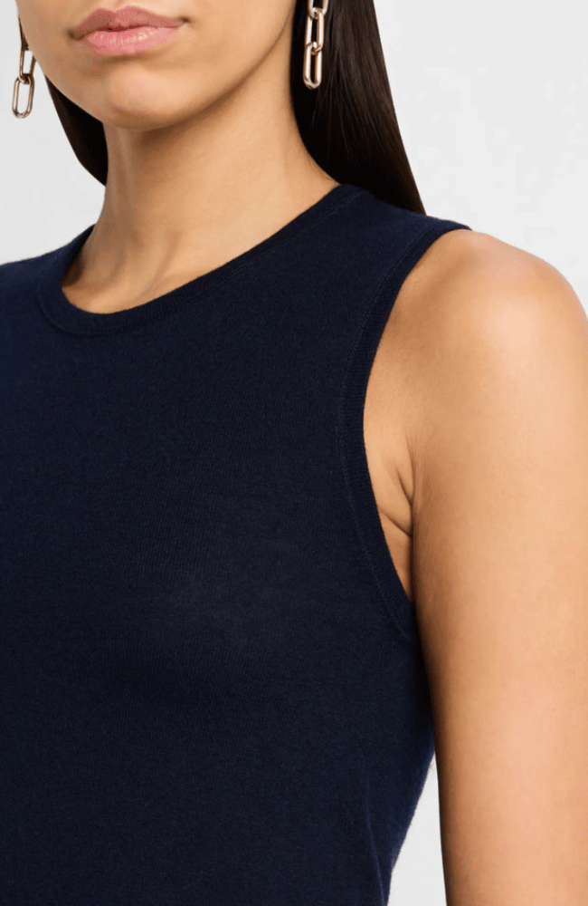 MACHINE WASHABLE CASHMERE TANK in MARINE NAVY