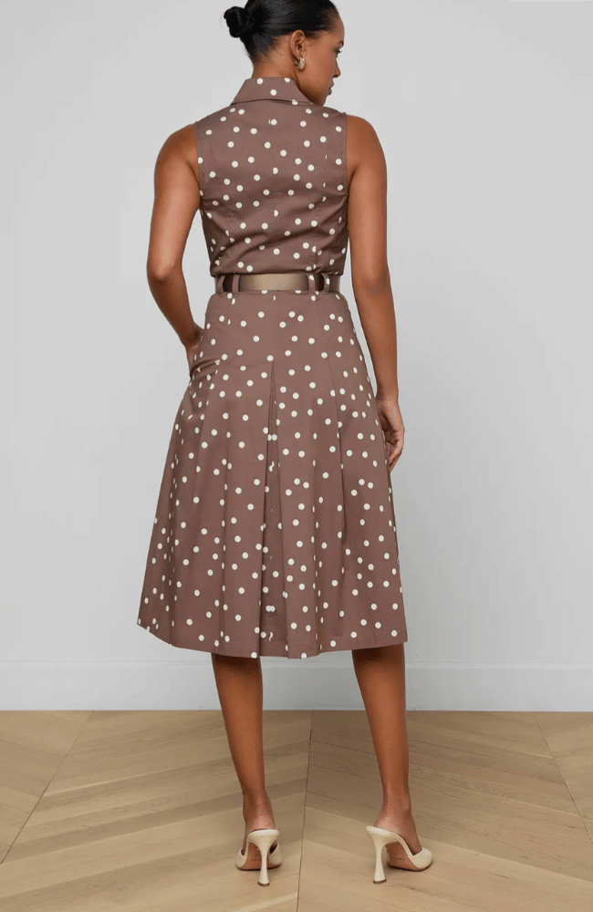 KYLO BELTED SHIRT DRESS in POLKA DOT CARDAMOM ECRU-L'AGENCE-FLOW BY NICOLE CANADA